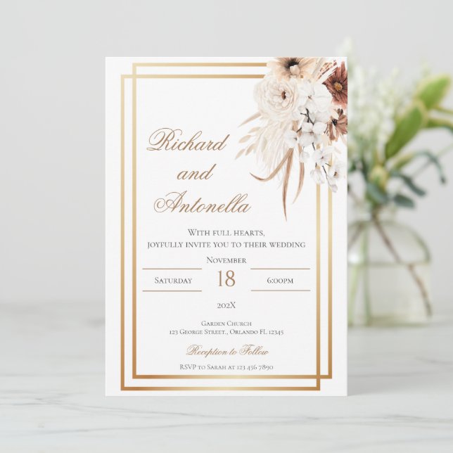 Invitation Boho Floral Wedding (Debout devant)