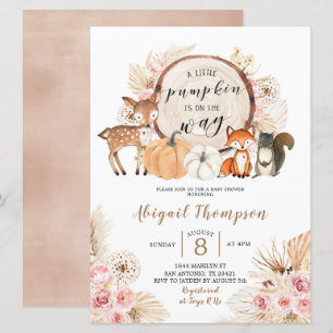 Invitation Boho Floral Woodland Baby shower Citrouille