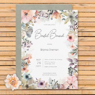 Invitation Boho Florale Aquarelle  Déjeuner de Mariée