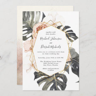 Invitation Boho Flore tropicale avec Mariage de cadre géométr