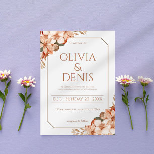 Invitation Boho Flower Cream Simple Mariage