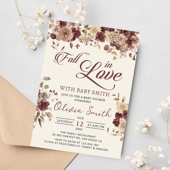 Invitation Boho Flowers Jardin chute en amour Baby shower (Créateur téléchargé)