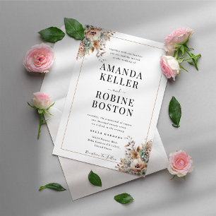 Invitation Boho Flowers Mariage minimaliste