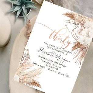 Invitation Boho Flowers Pampas Grass 30e anniversaire