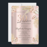 Invitation Boho Flowers, Pampas Grass Rose Gold 30e anniversa<br><div class="desc">Fleurs boho élégantes,  gazon de pampas sur un arrière - plan d'or rose.</div>