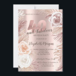 Invitation Boho Flowers Rose Gold 40th Birthday Party<br><div class="desc">Des fleurs de boho élégantes sur un arrière - plan rose en or.</div>