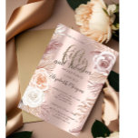 Invitation Boho Flowers Rose Gold 50th Birthday Party<br><div class="desc">Des fleurs de boho élégantes sur un arrière - plan rose en or.</div>