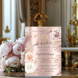 Invitation Boho Flowers Rose Gold 70th Birthday Party<br><div class="desc">Des fleurs de boho élégantes sur un arrière - plan rose en or.</div>