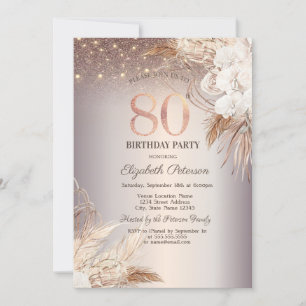 Invitation Boho Flowers, String Lights Parties scintillant 80