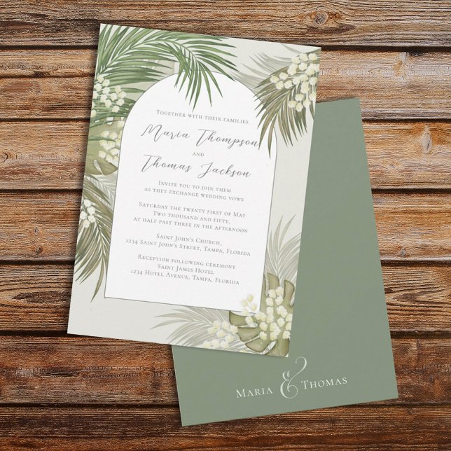 Invitation Boho Foliage Aquarelle Tropical Palm Feuilles (Créateur téléchargé)