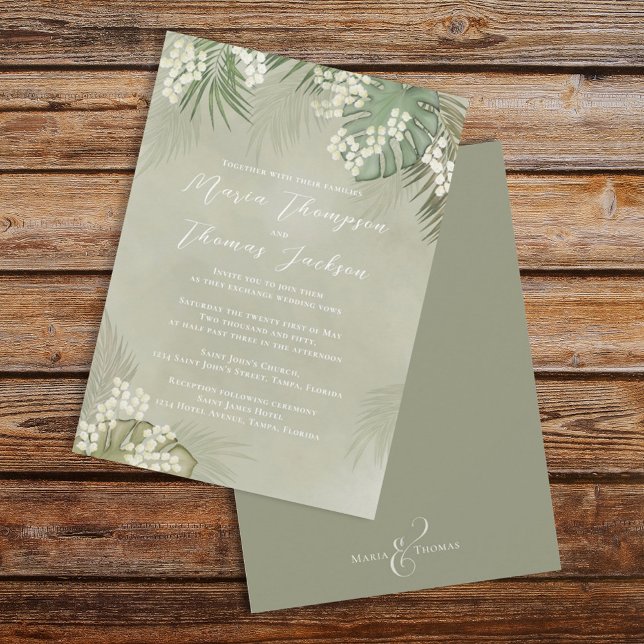 Invitation Boho Foliage Aquarelle Tropical Palm Feuilles (Créateur téléchargé)