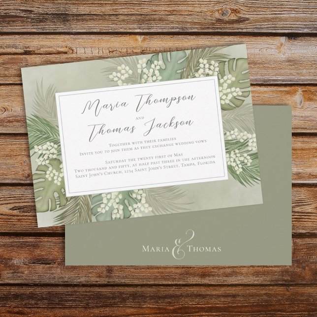 Invitation Boho Foliage Aquarelle Tropical Palm Feuilles (Créateur téléchargé)