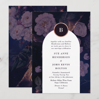 Invitation Boho foncé moderne Rose Arc or Mariage or 