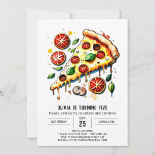 Invitation Boho Food Pizza Anniversaire