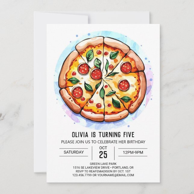 Invitation Boho Foody Pizza Anniversaire (Devant)