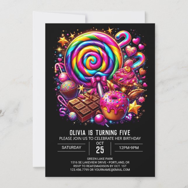Invitation Boho Fun Candyland Digital Anniversaire (Devant)