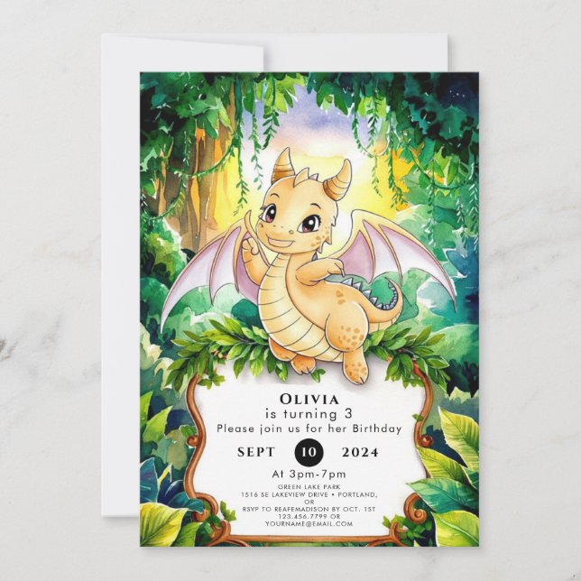 Invitation Boho Fun Magic Dragon Anniversaire (Devant)