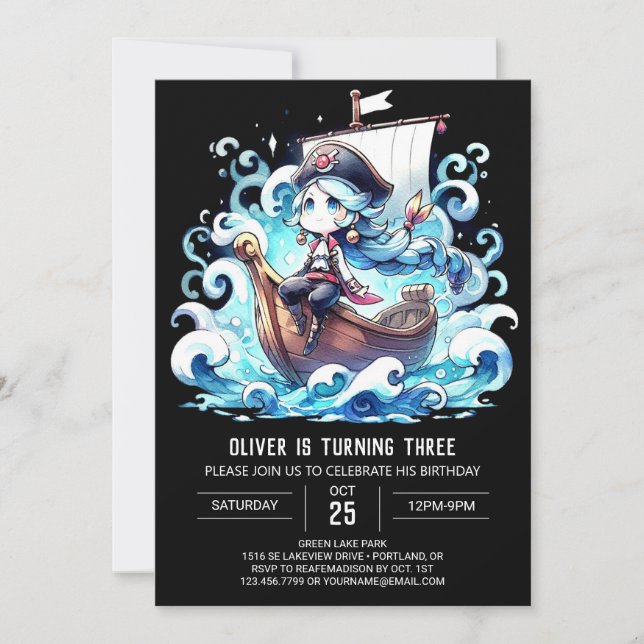 Invitation Boho Fun Pirate Anniversaire (Devant)