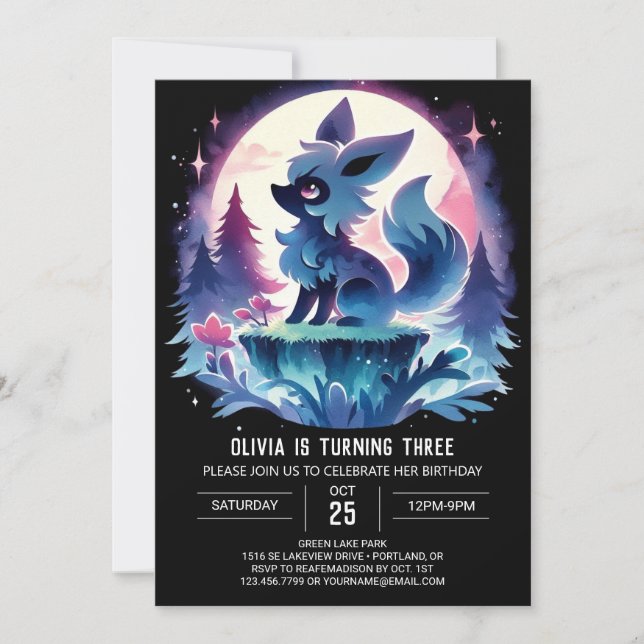 Invitation Boho Fun Wolf Anniversaire (Devant)