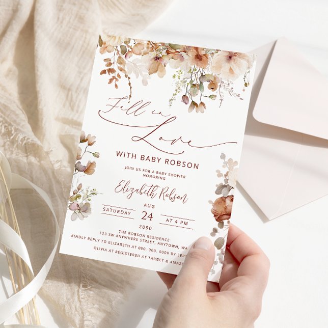 Invitation Boho Garden Flowers tomber dans le Baby shower d'a (Créateur téléchargé)