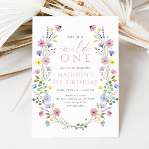 Invitation Boho Garden Wild Un Fleur sauvage Premier annivers