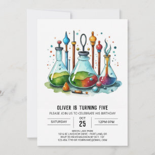 Invitation Boho Gear Discovery Scientifique Anniversaire