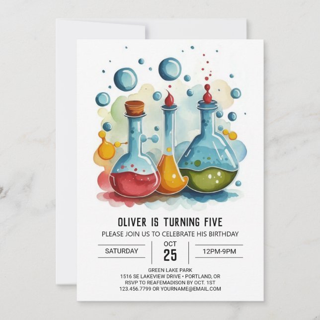 Invitation Boho Gear Potion Scientifique Anniversaire (Devant)