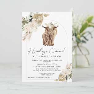 Invitation Boho Genre Neutre Vache Baby shower de veau