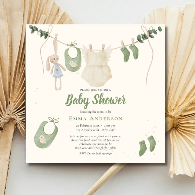 Invitation Boho Genre Neutre Vintage bébé Rustique Douche (Créateur téléchargé)