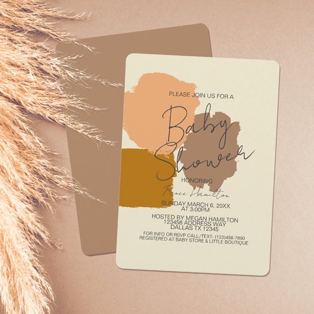 Invitation Boho Genre Terracotta Blush Baby shower neutre (Créateur téléchargé)