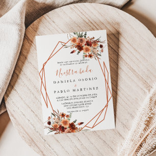 Invitation Boho géométrique Automne Floral Nuestra Boda Maria