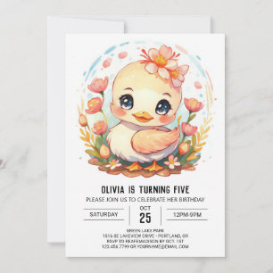 Invitation Boho Girl Canard Anniversaire