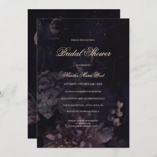 Invitation Boho gothique foncé violet Fête des mariées floral