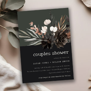 Invitation Boho Gothique Rouille Noir Botanique Couples Douch