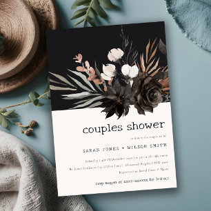 Invitation Boho Gothique Rouille Noir Botanique Couples Douch