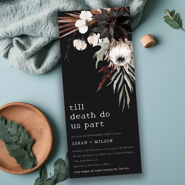 Invitation Boho gothique rouille Noir Fiançailles botanique (Créateur téléchargé)