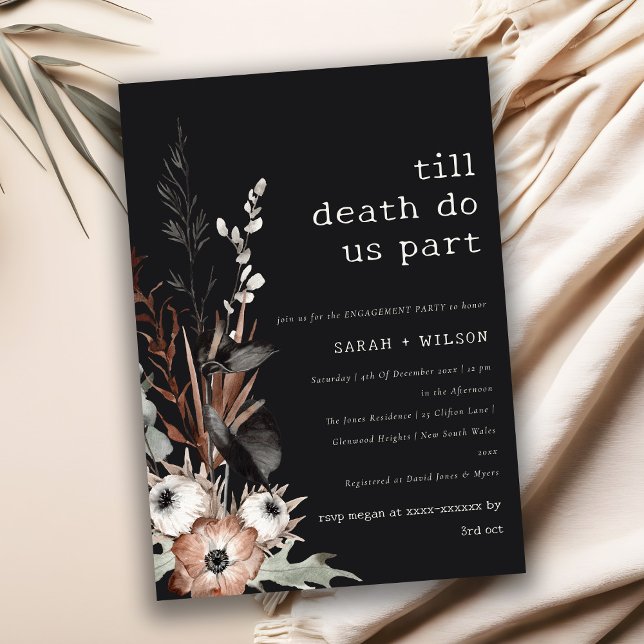 Invitation Boho gothique rouille Noir Fiançailles botanique (Créateur téléchargé)