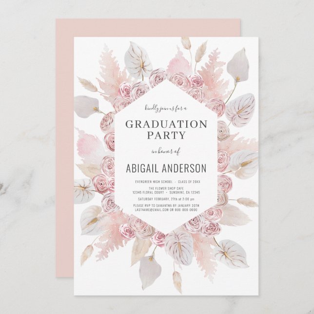 Invitation Boho Graduation Class of 2023 Party Card (Devant / Derrière)