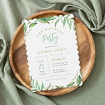 Invitation Boho Green 40e fête d'anniversaire<br><div class="desc">Célébrez un jalon dans le style avec cette élégante invitation de fête de 40e anniversaire, encadrée par une douce aquarelle boho verdure et accentuée par la typographie moderne chic. La palette de couleurs raffinée de vert, gris et blanc sauge donne à ce design un caractère intemporel et neutre pour le...</div>