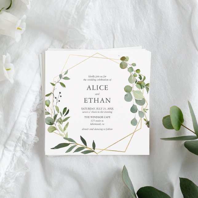 Invitation Boho Green Eucalyptus Mariage botanique (Créateur téléchargé)