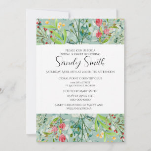 Invitation Boho Green Feuilles et Fêtes des mariées Fleurs sa