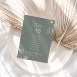 Invitation Boho Green Floral Mariage Tableau 10 Tableau de si<br><div class="desc">Cette carte de mariage 10 places est idéale pour un mariage rustique. L'aménagement comprend des fleurs et des fleurs de pomme aquarelles dans un arrière - plan vert. La carte imprime recto verso (recto verso).</div>