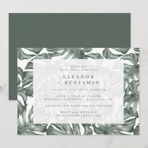 Invitation Boho Green Monstera Feuilles tendance tout en un