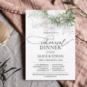Invitation Boho Greenery Feuille Script de répétition dîner