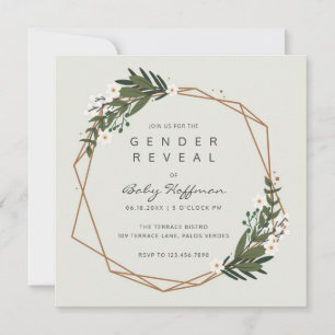 Invitation Boho Greenery Gold Géométrique Genre Révélation