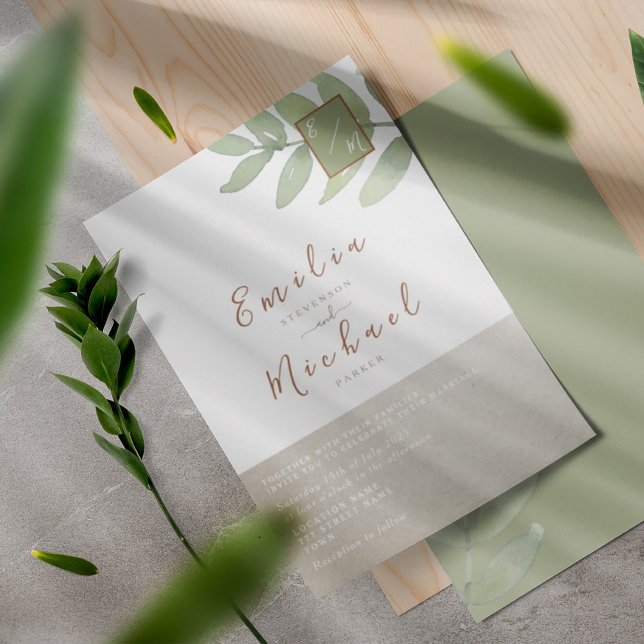 Invitation Boho Greenery Mariage botanique (Créateur téléchargé)