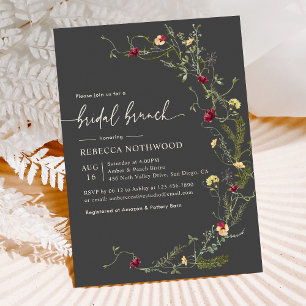Invitation Boho Grey Watercolor Fleur sauvage Bridal Brunch