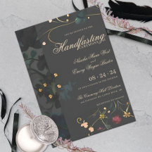 Boho gris foncé Moody Abstrait Floral Handfasting