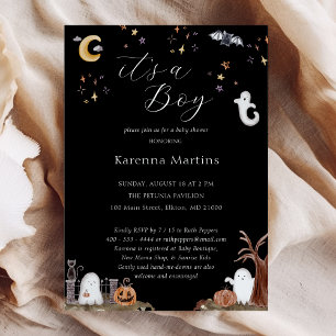 Invitation Boho Halloween C'est un Baby shower garçon