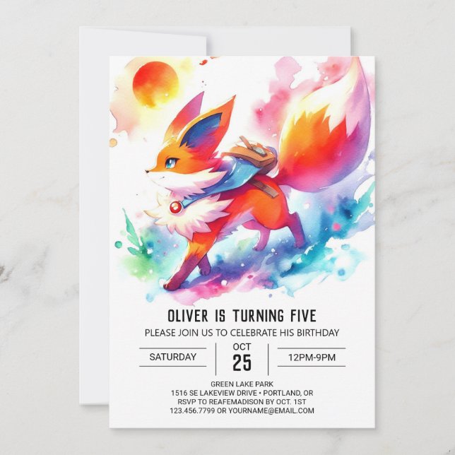 Invitation Boho Happy Fox Anniversaire (Devant)